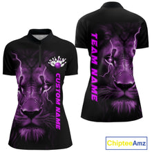 Load image into Gallery viewer, Custom Purple Thunder Lightning Lion Bowling Shirt For Women, Lion Bowling Team Jerseys IPHW10667