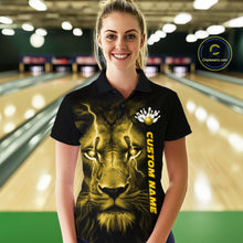 Load image into Gallery viewer, Custom Yellow Thunder Lightning Lion Bowling Shirt For Women, Lion Bowling Team Jerseys IPHW10668