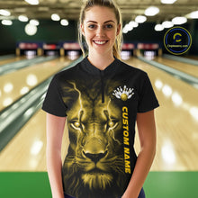 Load image into Gallery viewer, Custom Yellow Thunder Lightning Lion Bowling Shirt For Women, Lion Bowling Team Jerseys IPHW10668