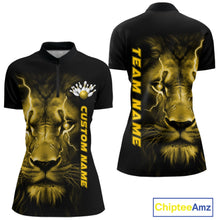 Load image into Gallery viewer, Custom Yellow Thunder Lightning Lion Bowling Shirt For Women, Lion Bowling Team Jerseys IPHW10668
