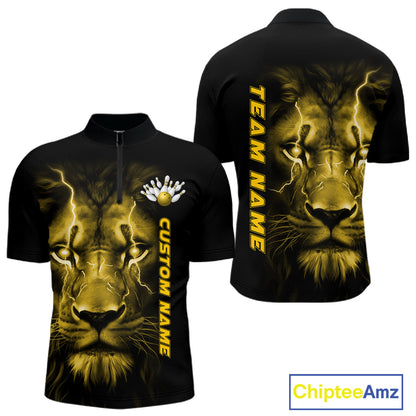 Custom Yellow Thunder Lightning Lion Bowling Shirt For Men, Lion Bowling Team Jerseys IPHW10668