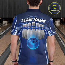Load image into Gallery viewer, Custom Blue Bowling Tournament Bowling Polo Shirts For Men With Team Name IPHW9280