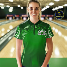 Load image into Gallery viewer, Custom Green Bowling Tournament Bowling Women Quarter-Zip Shirts With Team Name IPHW9281