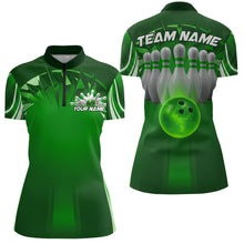 Load image into Gallery viewer, Custom Green Bowling Tournament Bowling Women Quarter-Zip Shirts With Team Name IPHW9281