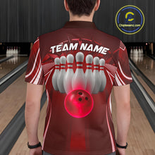 Load image into Gallery viewer, Custom Red Bowling Tournament Bowling Polo Shirts For Men With Team Name IPHW9282