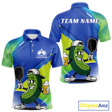 Load image into Gallery viewer, Custom Funny Pickleball Polo Shirts For Men, Cool Pickles Playing Pickleball Humorous Shirt IPHW9440