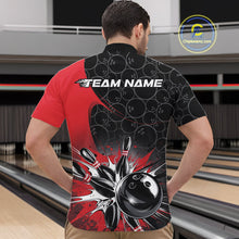 Load image into Gallery viewer, Custom Red Bowling Team Quarter-Zip Shirts For Men, Bowling Pattern Bowling League Shirt IPHW9623