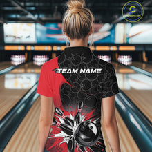Load image into Gallery viewer, Custom Red Bowling Team Women Quarter Zip Shirt, Bowling Pattern Bowling League Shirt IPHW9623