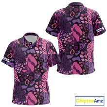 Load image into Gallery viewer, Pink and purple animal prints pattern Kid Golf Polo Shirts Custom Kid golf tops, golfing gifts NQS10243