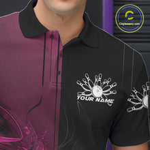 Load image into Gallery viewer, Half Black Half Pink Custom Bowling Team Polo Shirts For Men, Bowling Tournament Shirt IPHW9447