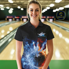 Load image into Gallery viewer, Custom Water And Fire Bowling Team Women Polo Shirts, Thunder Lightning Bowling Uniform IPHW9449