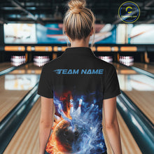 Load image into Gallery viewer, Custom Water And Fire Bowling Team Women Polo Shirts, Thunder Lightning Bowling Uniform IPHW9449