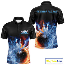 Load image into Gallery viewer, Custom Water And Fire Bowling Team Polo Shirts For Men, Thunder Lightning Bowling Uniform IPHW9449