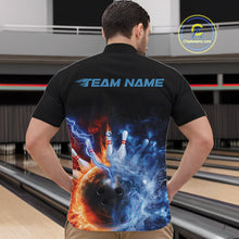 Load image into Gallery viewer, Custom Water And Fire Bowling Team Quarter-Zip Shirts For Men, Thunder Lightning Bowling Uniform IPHW9449