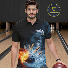 Load image into Gallery viewer, Custom Water And Fire Bowling Team Polo Shirts For Men, Thunder Lightning Bowling Uniform IPHW9450