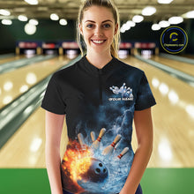 Load image into Gallery viewer, Custom Water And Fire Bowling Team Women Quarter-Zip Shirt, Lightning Bowling Uniform IPHW9450