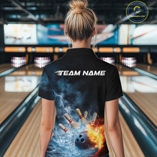 Load image into Gallery viewer, Custom Water And Fire Bowling Team Women Quarter-Zip Shirt, Lightning Bowling Uniform IPHW9450