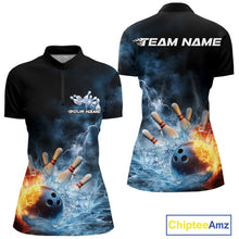 Load image into Gallery viewer, Custom Water And Fire Bowling Team Women Quarter-Zip Shirt, Lightning Bowling Uniform IPHW9450