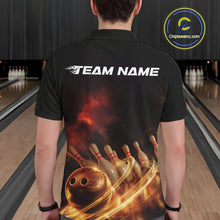 Load image into Gallery viewer, Custom Golden Glowing Effect Light Trails Bowling Team Polo Shirts For Men, Bowling Jersey IPHW9452