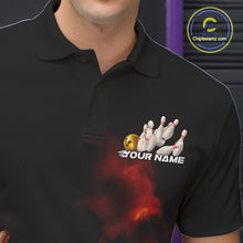 Load image into Gallery viewer, Custom Golden Glowing Effect Light Trails Bowling Team Polo Shirts For Men, Bowling Jersey IPHW9452