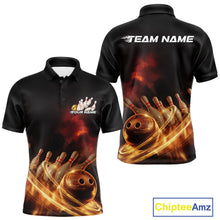 Load image into Gallery viewer, Custom Golden Glowing Effect Light Trails Bowling Team Polo Shirts For Men, Bowling Jersey IPHW9452