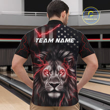 Load image into Gallery viewer, Custom Red Thunder Lightning Patriotic Lion Quarter-Zip Shirts For Men, US Flag Bowling Jerseys IPHW9322