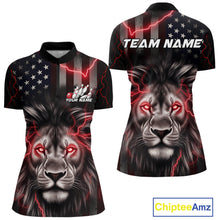 Load image into Gallery viewer, Custom Red Thunder Lightning Patriotic Lion Women Quarter-Zip Shirt, US Bowling Jersey IPHW9322
