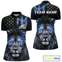 Load image into Gallery viewer, Custom Blue Thunder Lightning Patriotic Lion Women Quarter-Zip Shirt, US Bowling Jersey IPHW9323