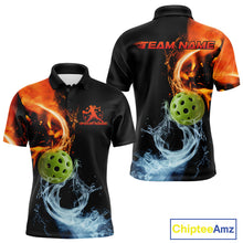 Load image into Gallery viewer, Custom Water And Fire Pickleball Polo Shirts For Men, Pickleball Team Shirt IPHW9336