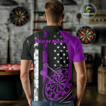 Load image into Gallery viewer, Custom Purple Thin Line US Flag Patriotic Dartboard Dart Men Polo Team Shirts, Dart Jersey IPHW9647