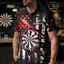Load image into Gallery viewer, Custom Red Thunder Lightning Patriotic Dart Men Polo Shirts, Vintage Dart Jerseys IPHW9652