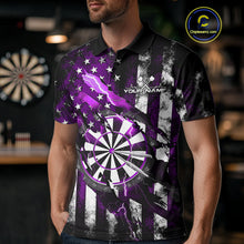 Load image into Gallery viewer, Custom Purple Thunder Lightning Patriotic Dart Men Polo Shirts, Vintage Dart Jerseys IPHW9653