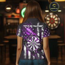 Load image into Gallery viewer, Custom Purple Thunder Lightning Patriotic Dart Women Polo Shirts, Vintage Dart Jerseys IPHW9653