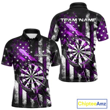 Load image into Gallery viewer, Custom Purple Thunder Lightning Patriotic Dart Men Polo Shirts, Vintage Dart Jerseys IPHW9653