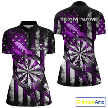 Load image into Gallery viewer, Custom Purple Thunder Lightning Patriotic Dart Women Quarter-Zip Shirts, Dart Jerseys IPHW9653