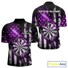Load image into Gallery viewer, Custom Purple Thunder Lightning Patriotic Dart Men Quarter-Zip Shirts, Vintage Dart Jerseys IPHW9653