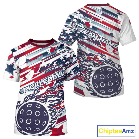 Custom Pickleball Jerseys, Patriotic US Pickleball T-Shirts For Men Team League IPHW9459