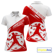 Load image into Gallery viewer, Custom White And Red Pickleball Jersey, Pickleballer Pickleball Player Women Polo Shirt IPHW9338
