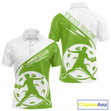Load image into Gallery viewer, Custom White And Green Pickleball Jersey, Pickleballer Pickleball Player Polo Men Shirt IPHW9340