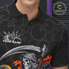 Load image into Gallery viewer, Custom Chatic Flame Grim Reaper Bowling Polo Shirts For Men, Halloween Bowling Team Shirt IPHW9473