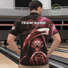 Load image into Gallery viewer, Custom Red Thunder Lightning Grim Reaper Skull Halloween Bowling Quarter-Zip Shirts For Men IPHW9854
