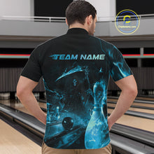 Load image into Gallery viewer, Custom Blue Fire Flame Grim Reaper Bowling Quarter-Zip Shirts For Men, Halloween Bowlers Outfit IPHW9713