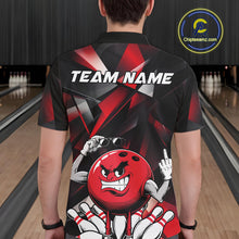 Load image into Gallery viewer, Black And Red Custom Funny Bowling Team Polo Shirts For Men, Bowling Jerseys IPHW9356