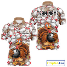 Load image into Gallery viewer, Custom Funny Thanksgiving Turkey Bowling Polo Shirts For Men, Thanksgiving Bowlers Outfit IPHW9719