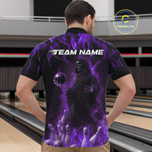 Load image into Gallery viewer, Custom Purple Flame Grim Reaper Bowling Quarter-Zip Shirts For Men, Halloween Bowling Outfit IPHW9732
