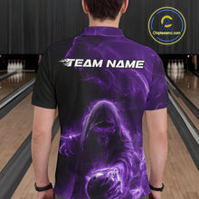 Load image into Gallery viewer, Custom Black And Purple Smoke Flame Grim Reaper Halloween Bowling Men Polo Shirts IPHW9740