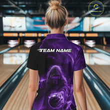 Load image into Gallery viewer, Custom Black And Purple Smoke Flame Grim Reaper Halloween Bowling Women Quarter-Zip Shirt IPHW9740
