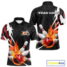 Load image into Gallery viewer, Custom Fiery Red Bowling Men Polo Shirts, Inferno Flame Bowling Team League Shirt IPHW9526