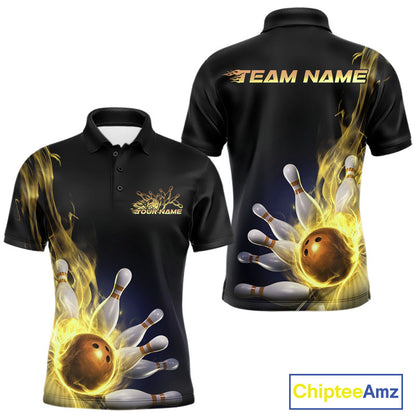 Custom Multi-Color Flame Bowling Tournament Shirts For Men, Women And Kid, Fire Bowling Jerseys IPHW9378