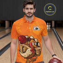 Load image into Gallery viewer, Custom Funny Thanksgiving Turkey Bowling Men Polo Shirts, Bowling League Shirt IPHW9770